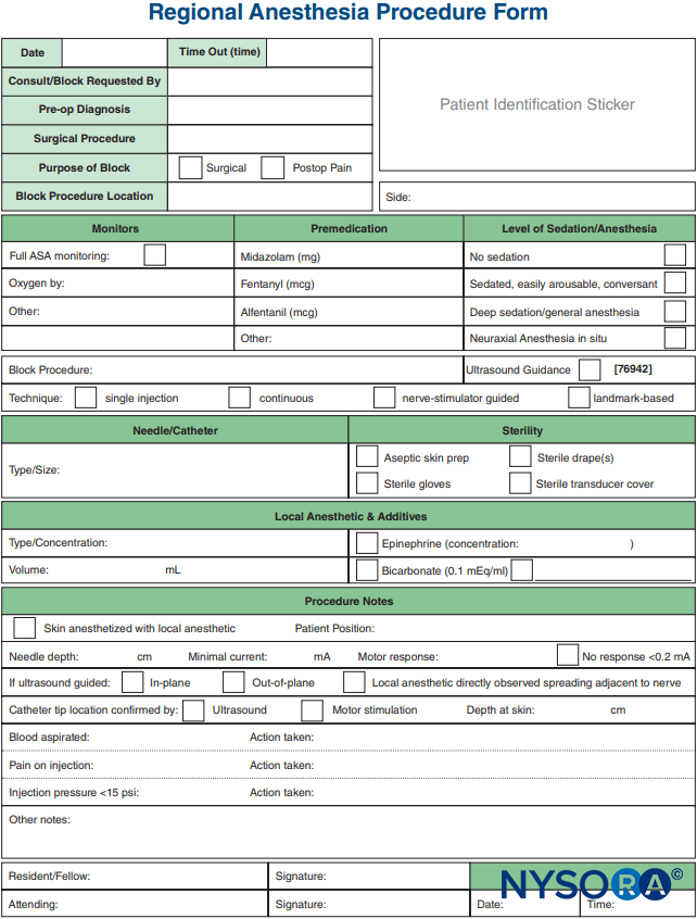 Example of a block documentation form.