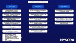 Trauma, full stomach, antacid, fractures, volume resuscitation, IV, IO acces, preoxygenation, RSI, endotracheal intubation, propofol, SVR, ketamine, TIVA, MAP, BP, arterial line, low lung volume ventilation, thromboprophylaxis