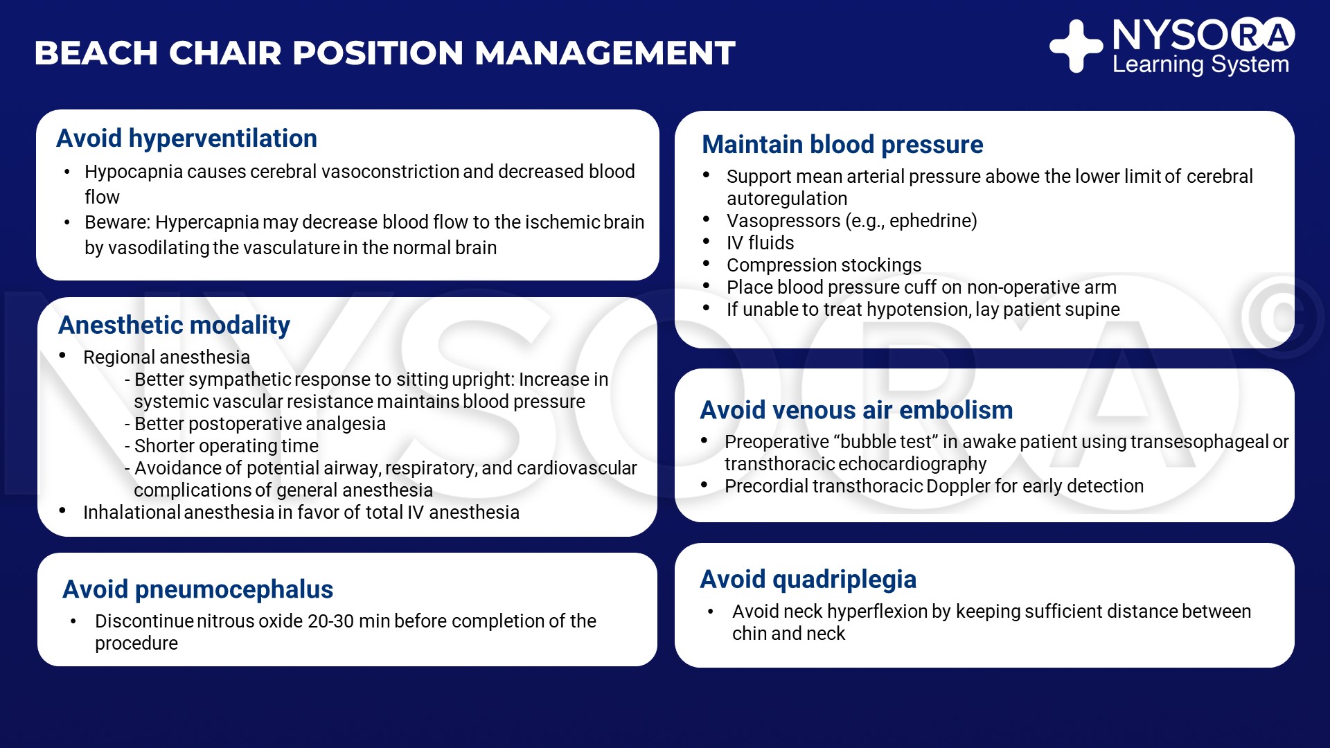 Beach chair position management NYSORA NYSORA