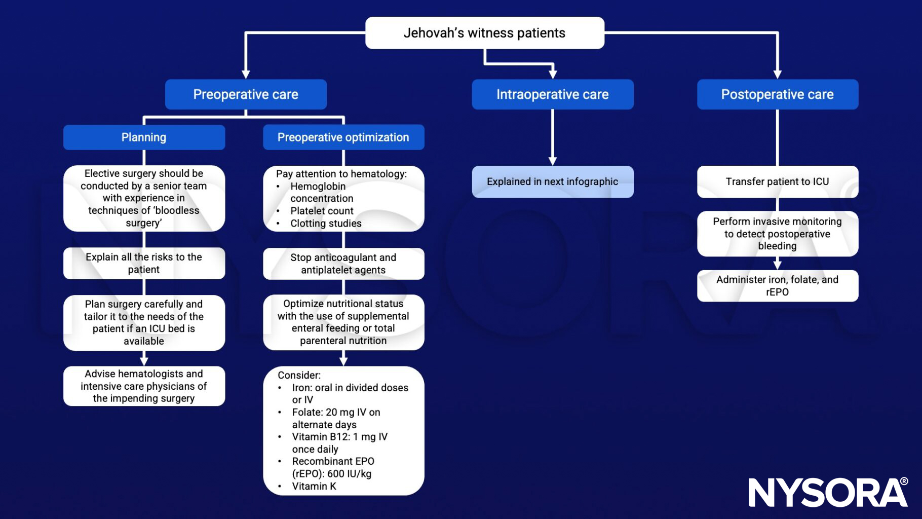 Jehovah's witness patients, hemoglobin, anticoagulant and antiplatelet, iron, folate, vitamin B12, rEPO, vitamin K, ICU