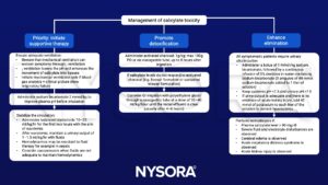 Salicylate toxicity, pH, bicarbonate, crystalloids, euvolemia, vasopressors, activated charcoal, polyethylene glycol, acute kidney injury, cerebral edema