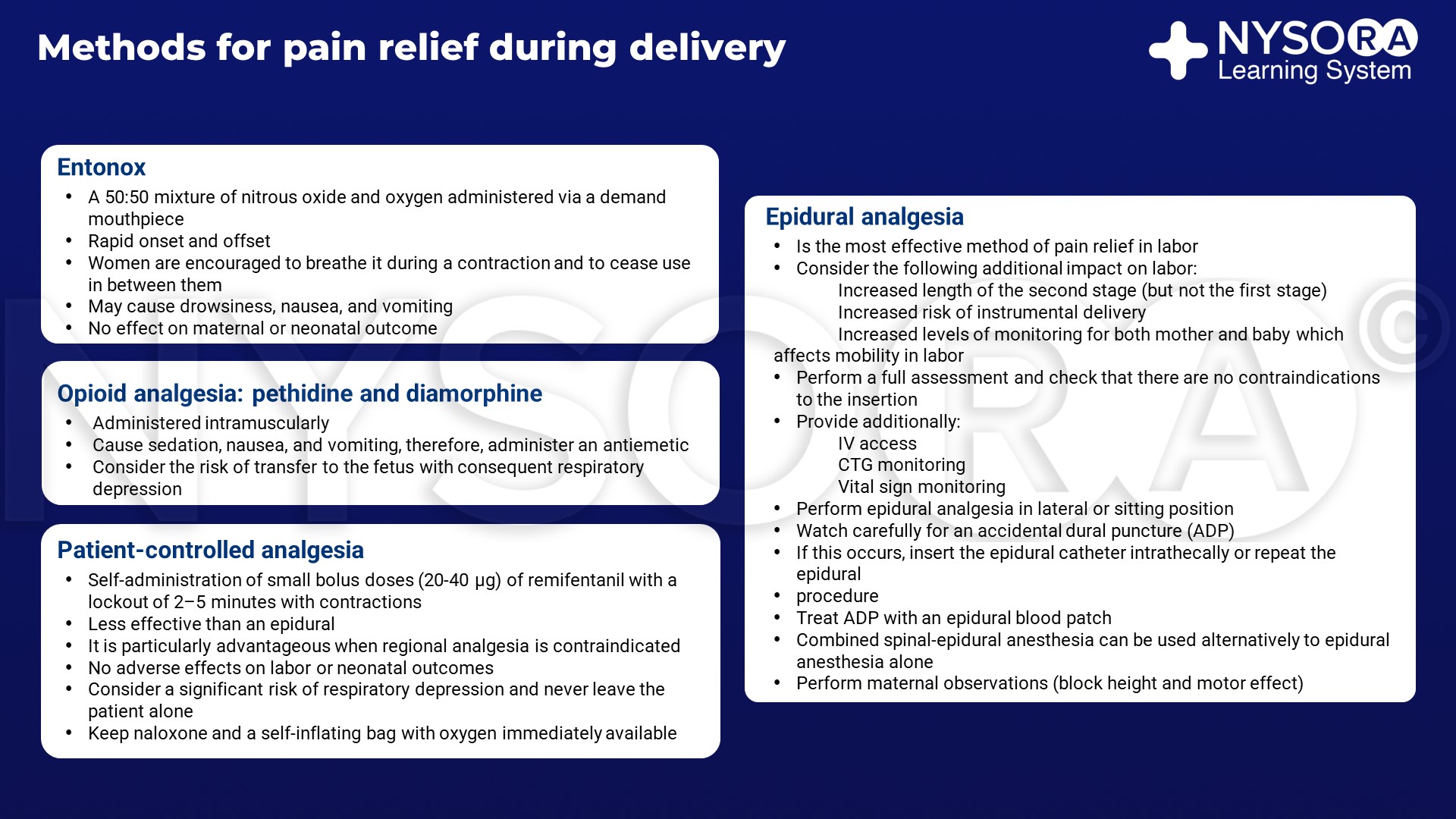 Pain relief during delivery NYSORA