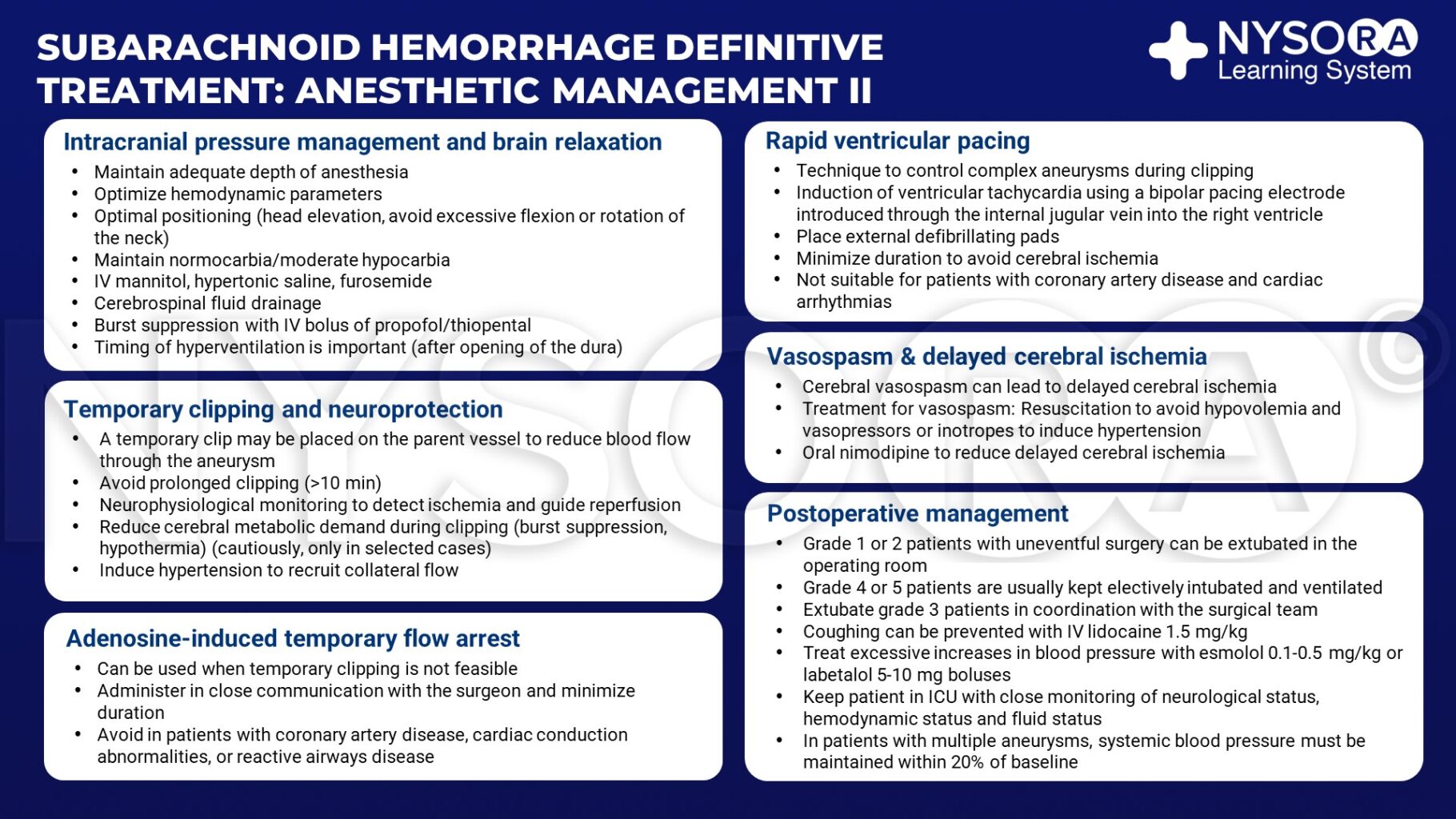 Subarachnoid hemorrhage definitive management II NYSORA