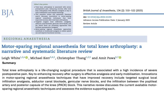 Innovations in motor-sparing regional anesthesia for total knee arthroplasty