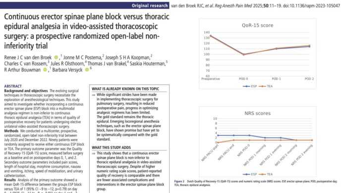 Continuous erector spinae plane block or thoracic epidural analgesia in VATS
