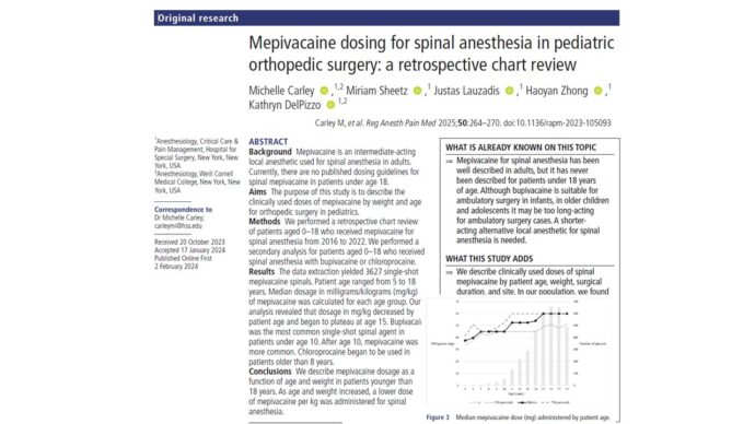 Optimizing pediatric spinal anesthesia: New insights on mepivacaine dosing in orthopedic surgery