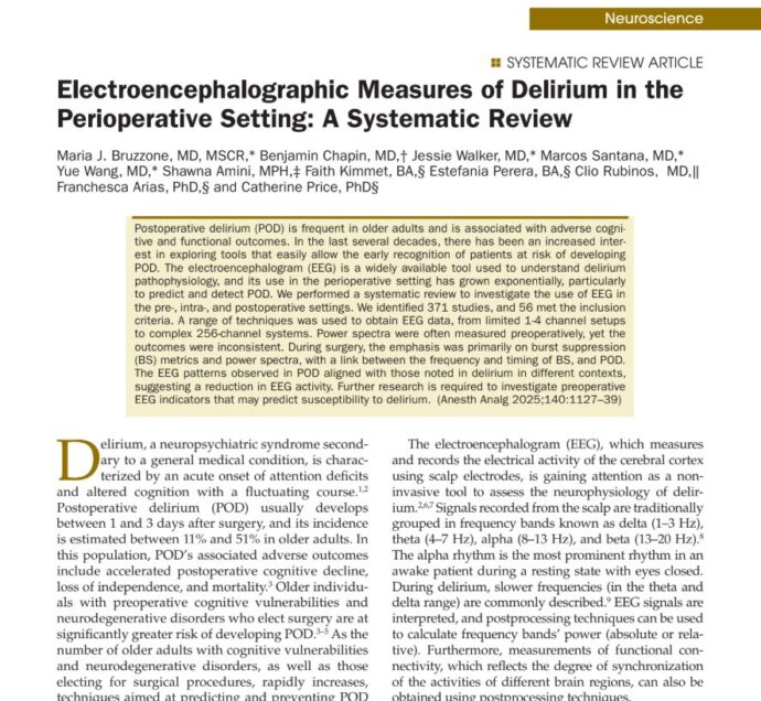 EEG in predicting and diagnosing postoperative delirium