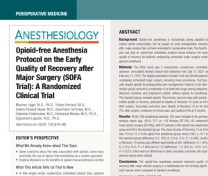 Opioid-free anesthesia in major surgery