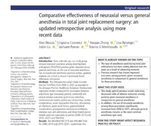 Neuraxial vs general anesthesia in joint replacement