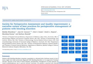 Best practices for perioperative care in patients with bleeding disorders