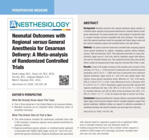 Neonatal Outcomes with Regional vs General Anesthesia for Cesarean Delivery