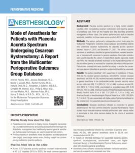 Mode of anesthesia for placenta accreta spectrum
