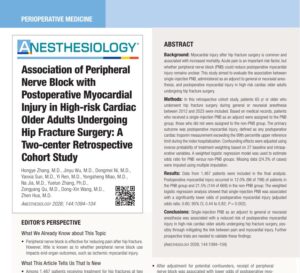 Peripheral nerve blocks reduce heart injury risk after hip fracture surgery in older adults