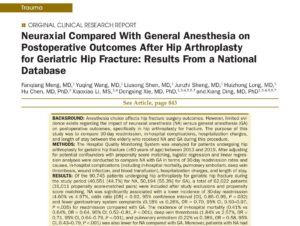 Neuraxial anesthesia linked to safer recovery after hip fracture surgery